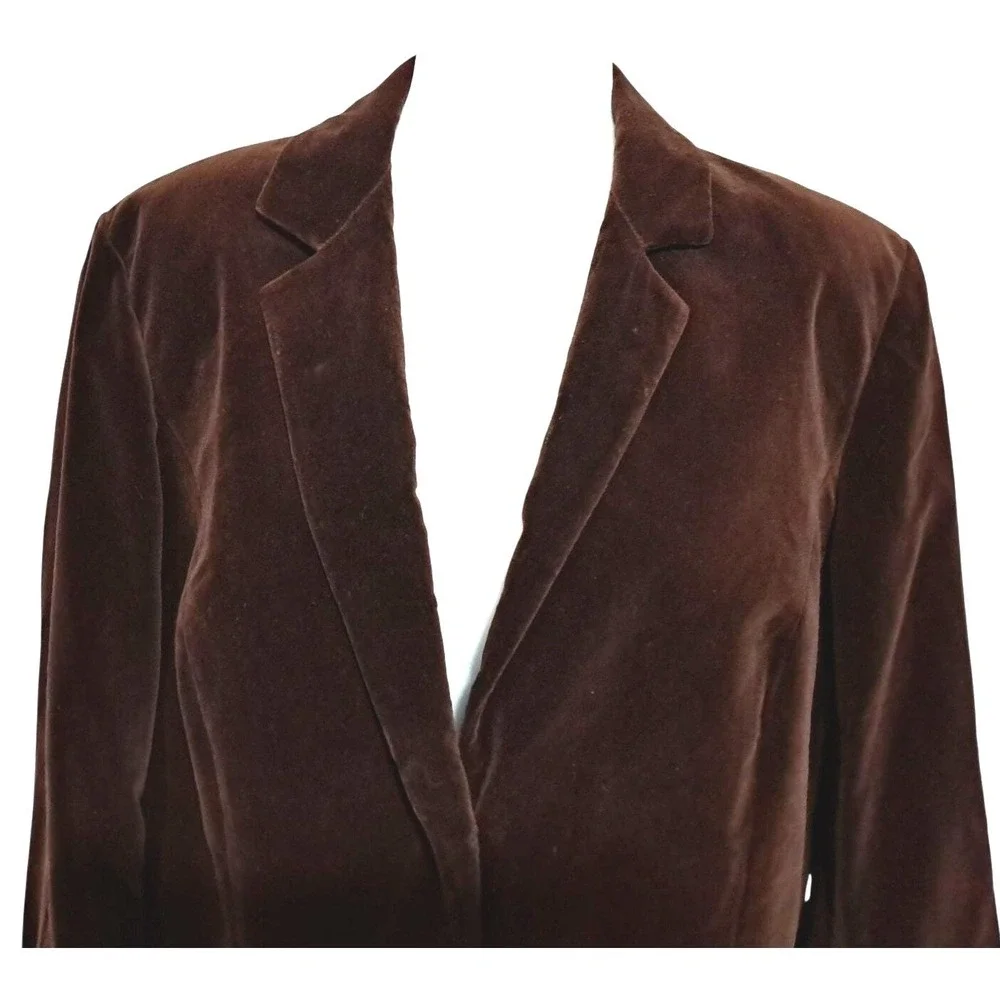 The Fashion Place Sears Velour Blazer Women 40 Brown‎ Vintage Velvet Jacket